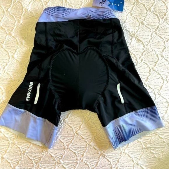 Nooyme Women Bike Sports Shorts black wit Purple some Reflective stripes Size S - Picture 1 of 14